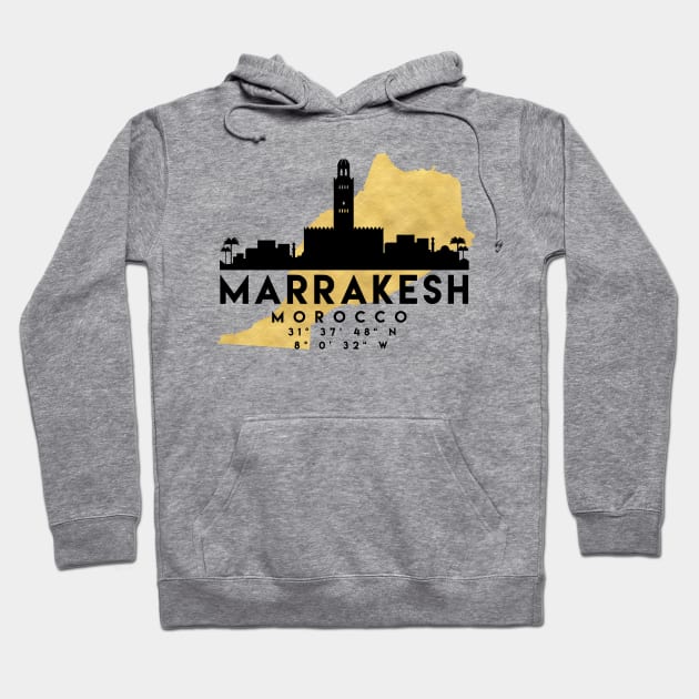 Marrakesh Morocco Skyline Map Art Hoodie by deificusArt